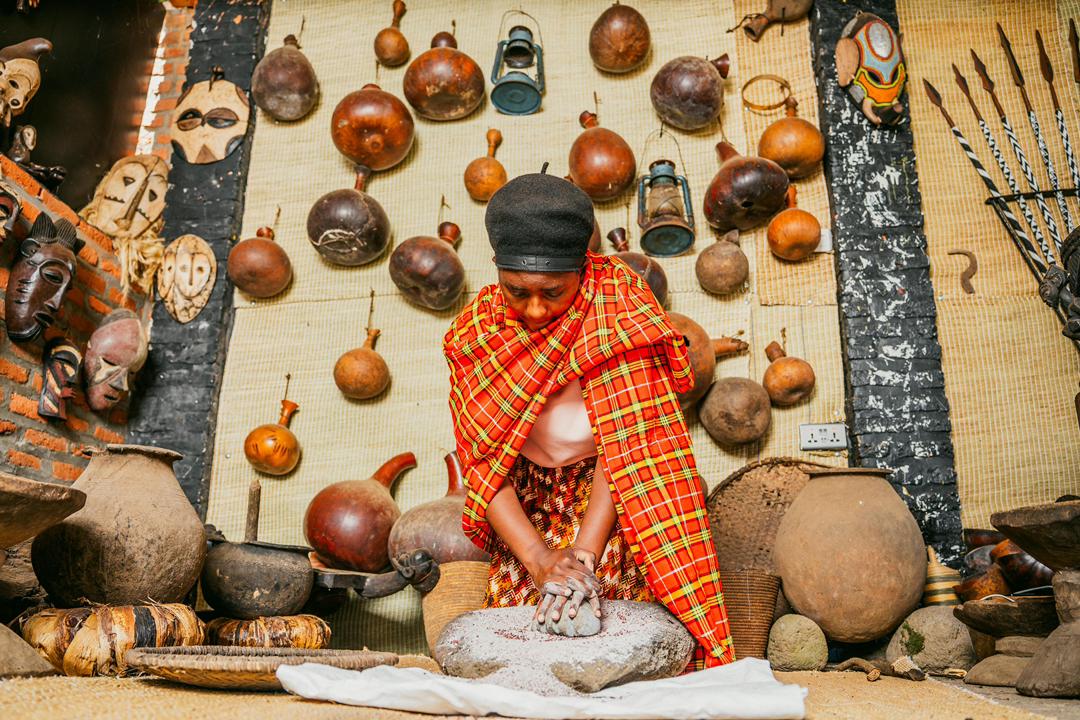 Traditional ceremony with artifacts